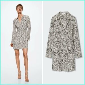 MANGO Zebra Print Wrap Dress